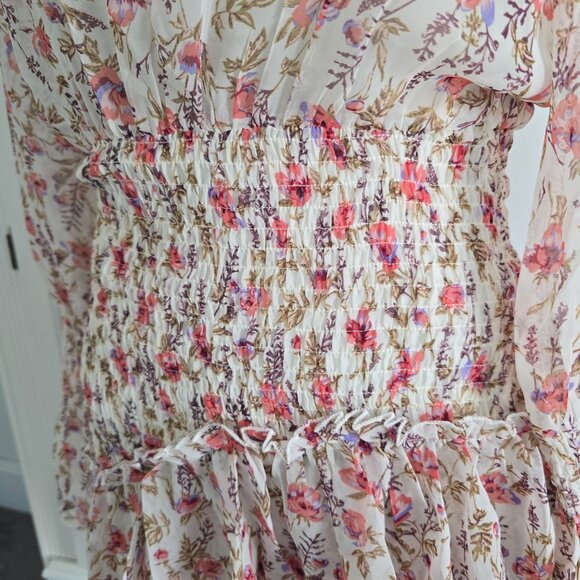NWT Princess Polly Boho Chic Floral Layered Dress With Smocking, Size 2 - Picture 7 of 14